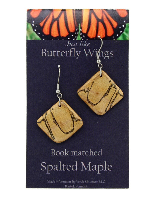 Verde Mountain - Book Matched Spalted Maple Earrings - A Slice of Vermont
